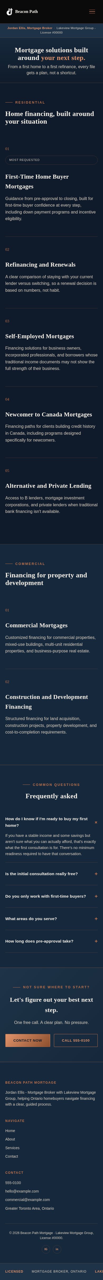 Beacon Path Mortgage services page mobile